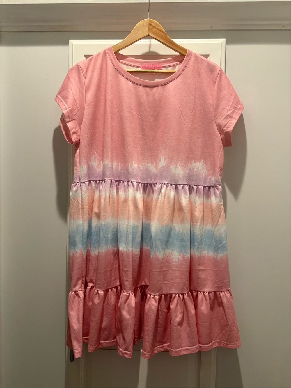 Simply Southern Pink Pastel Tie-Dye Tiered Dress